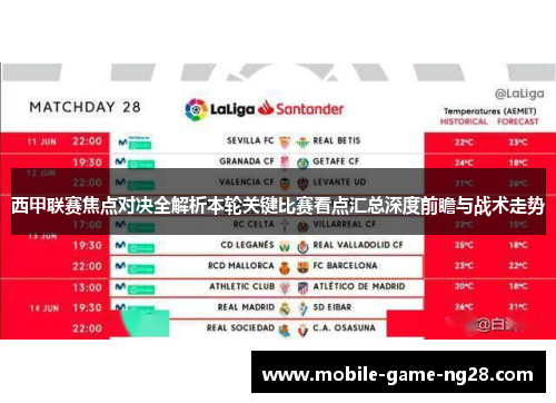 西甲联赛焦点对决全解析本轮关键比赛看点汇总深度前瞻与战术走势